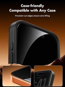 Shockproof Privacy Phone Screen Protector 3pcs Full Coverage Anti-Spy Tempered Glass Screen Protector, Hydrophobic And Oleophobic Coating, Anti-Fingerprint, Protect Screen Privacy, Scratch & Shock Resistant Compatible With Apple X/XR/11/12/13/14/15/16/16 Plus/16 Pro/16 Pro Max/17/17 Air/17 Pro/17 Pro Max/17 Full Series Mother's Day Gift - Black - View 6