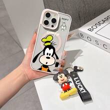 This Disney Mickey Mouse Pattern Lanyard Phone Case Features A Strong Magnetic Closure And Full Coverage Of Acrylic And TPU Material. It's Shockproof, Lightweight, And Suitable For IPhone17/16/11/13/15/15 Plus/15 Pro/15 Pro Max/12/14 Pro Max/11 Pro Max/12 Pro/12 Pro Max/13. It's A Popular Birthday Gift, Business Gift, Durable, Stain-Resistant, And Fingerprint-Resistant New Phone Case For Men And Women. It Also Includes A Mickey Mouse Phone Case And Mickey Mouse Doll Bracelet. Compatible With SamsungGalaxy S20, S21, S22, S23, And S24 Series. It's The Perfect Gift For Friends And Family. This Stylish Phone Case Is Fun, Lightweight, And Durable. IPhone17 Pro Max Phone Case, Minnie Phone Case. - màu đen - Xem 6