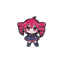 1 chiếc huy hiệu kim loại hình cô gái anime, phụ kiện túi xách và trang trí quần áo sáng tạo. - Màu Hoa hồng đỏ - Xem 7