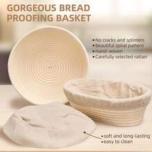 Oval Rattan Proofing Bread Basket, Made Of Natural Rattan, Sourdough Fermentation Bowl With Linen Liner. Available In Multiple Sizes. Handmade Natural Woven Material Bread Shaping Basket, Suitable For Homemade Baking. - View 8