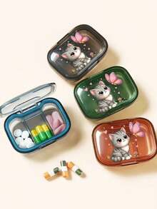 Satu Kotak Penyimpanan Mini Portabel - Dengan Sekat Hari/Minggu, Motif Kucing dan Kupu-kupu yang Lucu - Kotak Obat Anti Debu, Bahan Plastik Tahan Lama, Tahan Air dan Tahan Lembap, Aksesori Medis Penting, Perlengkapan Sekolah, Kotak Penyimpanan Perawatan Kesehatan Harian, Cocok untuk Menyimpan Obat-obatan dan Barang Kecil Lainnya, Cocok untuk Penggunaan Sehari-hari/Luar Ruangan/Perjalanan, Pilihan Penting untuk Orang yang Peduli Kesehatan dan Sering Bepergian, Dapat Juga Digunakan sebagai Dompet Saku untuk Bekerja dan Bepergian. - MultiWarna - View 2