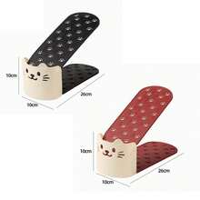 4pcs Adjustable Shoe Rack Double Layer Space Saving Shoe Organizer Solid Color Shoes Stand Closet Organization Storage Shelf, Cute Cat Shaped Double-Tier Shoe Rack Cabinet Storage Tool For Entryway Bedroom Hallway Home Storage Solution - Multicolor - View 9