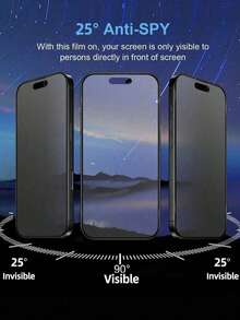 3片/套磨砂防窥钢化玻璃屏幕保护膜，防偷窥，隐私保护，全覆盖，防指纹，防摔，防刮花，触感细腻，兼容 17 Pro Max/17 Pro/17 Air/17/16 Pro Max/16 Pro/16 Plus/16/15 Pro Max/14 Pro Max/13 Mini/12/11/XS Max/XR/8+/7 Plus系列 - 3pcs Matte Privacy - 查看 2