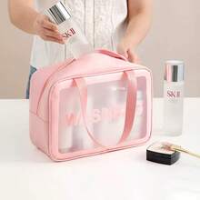 1pc/3pcs Makeup Bag, PU Material, Waterproof, Large Capacity, Portable, Travel Toiletry Bag, Matte Finish, Transparent Cosmetic Pouch - Multicolor - View 8