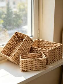 Handwoven Style Storage Basket, Multi-Purpose Organizer Basket For Home Decor, Lightweight And Durable, Suitable For Bedroom, Living Room, Office And Kids Room, Combining Practicality And Natural Charm, Ideal For Organizing And Decorating Your Space, Practical And Fashionable Solution For Any Home, Great Gift For Christmas, Halloween, Easter, Holiday Season - Multicolor - View 10