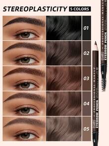 USHAS 2-In-1 Professional Eyebrow Pencil & Spiral Brow Brush, Waterproof & Sweat-Proof, Long-Lasting, Precise Shaping, Fine Powder Texture, Beginner-Friendly, Essential For Daily Makeup - #03 Medium Brown - View 3
