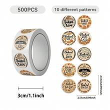 500Pcs Bread Stickers Roll Baked With Love Decor Stickers Cartoon Love Baking Graffiti Aesthetic Stickers Vinyl Waterproof For Laptop Phone Car Skateboard Water Bottles Scrapbooking Computer Journaling Scrapbook Supplies - A - View 2