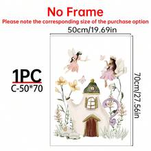1/3件套帆布墙画：一套3幅童话花园主题画作，儿童童话主题艺术品，儿童房墙画，童话主题装饰，女孩童话主题墙画，美观的房间装饰，带框或不带框，房间装饰，墙面装饰，卧室装饰，儿童房/客厅/卧室/办公室粉色风格装饰 - 彩色 - 查看 17