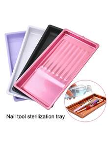 Manicure Disinfection Storage Tray, Rectangular Nail Tool Organizer Tray With Grooved Pad, Suitable For Nail Art, Nail Gems, Tweezers Display, Fit For Nail Salon And Home Use - Multicolor - View 2