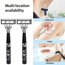 Ultra-Sharp Premium Retro Manual Razor Set | Black 6-Layer Blades, Interchangeable Heads, Ergonomic Handle, Reusable Refillable Design For Smooth Shaving Precision - Perfect Father's Day And Birthday Gift, Face Razor, Hair Removal, Shaver For Women - Multicolor - View 6