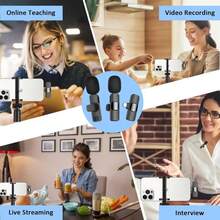 Wireless Lavalier Microphone For IPhone 17/16/15, Android, Smartphones, Laptops, 360° Sound Pickup, Smart Noise Cancellation, Type-C Plug & Play, Suitable For Vlog, Meeting, Learning, Short Video Recording, Live Streaming, Singing, Video Conference, Gaming, Interview - Black - View 4