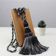 Pair Of Tassel Rope Curtain Tiebacks Tie Backs Holdbacks 10 Colours NEW - Black - 查看 1