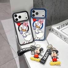 This Disney Mickey Mouse Pattern Lanyard Phone Case Features A Strong Magnetic Closure And Full Coverage Of Acrylic And TPU Material. It's Shockproof, Lightweight, And Suitable For IPhone17/16/11/13/15/15 Plus/15 Pro/15 Pro Max/12/14 Pro Max/11 Pro Max/12 Pro/12 Pro Max/13. It's A Popular Birthday Gift, Business Gift, Durable, Stain-Resistant, And Fingerprint-Resistant New Phone Case For Men And Women. It Also Includes A Mickey Mouse Phone Case And Mickey Mouse Doll Bracelet. Compatible With SamsungGalaxy S20, S21, S22, S23, And S24 Series. It's The Perfect Gift For Friends And Family. This Stylish Phone Case Is Fun, Lightweight, And Durable. IPhone17 Pro Max Phone Case, Minnie Phone Case. - màu đen - Xem 2