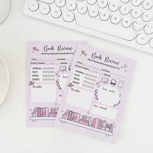 1/2/4pcs Book Review Memo Pad, 5.5 X 3.9 Inches, Self-Adhesive Small Notebook, Reading Notes Supplies, 40 Pages Per Book - Pink - View 12