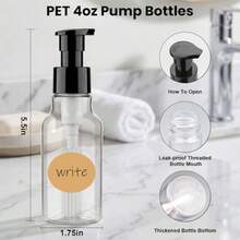 Dispensador de botellas de 4 onzas paquete de 2 botellas de jabón de plástico recargables botellas de jabón líquidas botellas de tamaño de viaje botellas vacías a prueba de fugas para cocina - Transparente - Ver 4