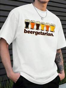 Men's T-Shirt Summer Set For Men 2026, Gift For Beer Lovers, T-Shirt With Funny Graphic Print, High-Quality Fabric, Comfortable Fit, Casual Style, Artistic Print, Urban Clothing Style. - White - View 5