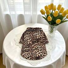 1pc Pet Dog Pajamas, Cute Leopard Print & Cow Print Fabric, Non-Stretch, Suitable For Extra Small & Small Dogs, Cats, Casual Loungewear - Coffee Brown - View 6