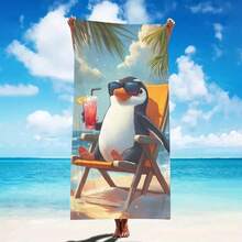 1pc Ultra Soft Penguin Pattern Beach Towel, Suitable For Beach, Pool Party, Vacation - Beach & Pool Accessories - Style5 - View 2