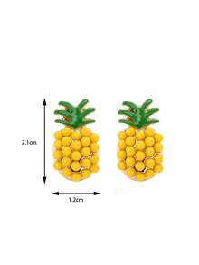 1对儿童可爱卡通精致波西米亚风夏季海滩串珠菠萝耳环，适合日常佩戴、送礼、节日佩戴 - 彩色 - 查看 6
