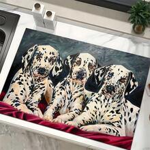 1pc Spotted Dog Pattern Absorbent Dish Drying Mat, Home Decor, Suitable For Espresso Machine, Sink, Faucet, Bathroom, Kitchen Accessories - Multicolor - View 2
