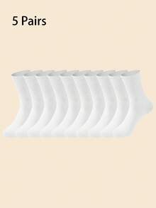 1/5/10 Pairs Crew Socks, White Athletic Socks, Cute Fashion Socks, Gift - Multicolor - View 10