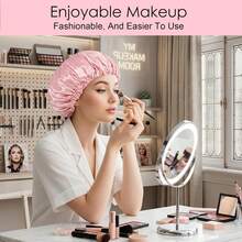 Reusable Hair Shower Cap, Waterproof Shower Cap, Big Two Layer Flexi Showers Caps, For Both Long And Short Hair (Pink) - 白色 - 查看 3