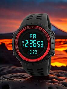 2 pièces/set Montre numérique LED pour garçons, avec chronomètre, alarme, jour, date et fonctions d'affichage LED. Conception multifonctionnelle convenant aux activités militaires, de plein air et autres. - Multicolore - Voir 11