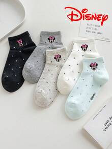 5/1 Đôi tất Disney, tất cổ ngắn thêu dành cho nữ, tất mùa hè, quà tặng, tất hoạt hình thêu hình Minnie Mouse, Donald Duck, Daisy Duck, tất nữ thời trang thoáng khí thoải mái, tất độc đáo - Nhiều màu - Xem 11