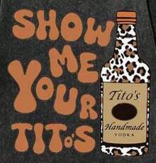 2026 Summer ShirtVintage Vintage Style, Tito's Vodka Enthusiast, Leopard Print Elements, SHOW ME YOU TITOS Humorous Text Memes, Washed Double-Sided Printed Vintage T-Shirt..…. Retro Loose T-Shirt, Men's Casual Style T-Shirt, Machine Washable And Washable Old T-Shirt; Cool Design Pattern T-Shirt, Durable And Comfortable Fabric, Street Fashion Sense, A Must-Have For Street Style Enthusiasts, Top-Level Sportswear, Suitable For Daily Commuting, Dating, Leisure Matching, Suitable For Holiday Gift Giving, The First Choice For Gift Giving. Loose And Comfortable Women's Tops GVS3 - Black - View 2