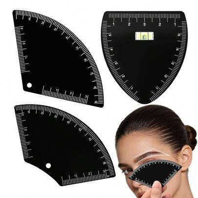 3 Pieces Eyebrow Ruler And Microblading Mapping Kit For Fast Eyebrow Design - Reusable Drawing Guide For Women And Men