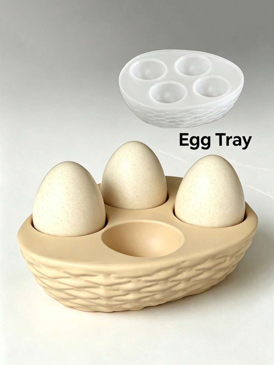 1 pieza Molde de silicona con textura trenzada de 4 rejillas para bandeja de huevos, molde artesanal de resina epoxi para velas de aromaterapia, caja de almacenamiento de piedra y soporte de vela de huevo - molde de silicona blanco - Ver 1