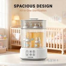 Baby Bottle Sterilizer And Dryer | Esterilizador De Biberones | Electric Steam Sterilization Kills 99.9% Of Germs | 2-Tier Large Capacity |Universal For Breast Pump Parts, Glass & Plastic Bottles | Auto Shut-Off | Perfect Baby Gift - Xem 3
