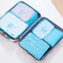 6 Piezas Juego Bolsas Organizadoras de Viaje Impermeables, Bolsas de Almacenamiento de Ropa Interior de Gran Capacidad con Cremallera, para Calcetines Sujetadores, Rosa/Azul/Gris - 6 piezas grises - Ver 4