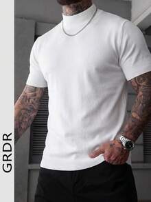 GRDR Men's Summer Short Sleeve Solid Color Knit Polo Shirt, Suitable For Summer Outings, Essential For Fashionable Styling - Putih - View 6