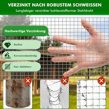 Robustes, feuerverzinktes Schweißdrahtgeflecht mit 12,5 mm Maschenweite, das ideal für die Herstellung von Hühnerställen, Tiergehegen, Gartenzäunen und Baumschutzkörben ist. - 5 Meter lang - 1 Meter hoch - 00 - Übersicht 4