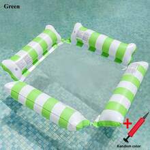 2pcs Set With Air Pump Floating Bed, Mesh Hammock, Inflatable Pool Mat, 4-Chamber Inflatable Pool Float, Swimming Pool Party Lounger, Water Hammock, Adult Pool Accessories. Includes 1 Water Hammock And 1 Air Pump - Multiple Styles - View 10