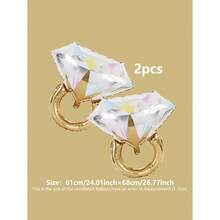 2pcs Rhinestone Ring Shaped Decorative Balloon, Back To School Valentine Day - Xem 3