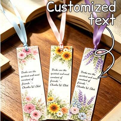 Customized Personalized Paper Bookmarks, Customizable Text Bookmarks, Ideal Gift For Book Lovers, Wedding, Birthday, Anniversary
