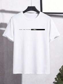 Men's Slim Fit Crew Neck Short Sleeve T-Shirt With Letter Print, Casual Summer T-Shirts For Men 0RVL - 白色 - 查看 2