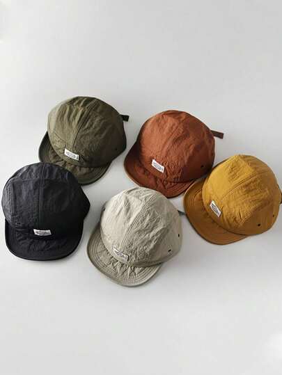 OBOVAY 1件男士速干轻便标签速干五片帽，男女通用可调节短帽檐柔软棒球帽，适合夏季户外露营跑步。