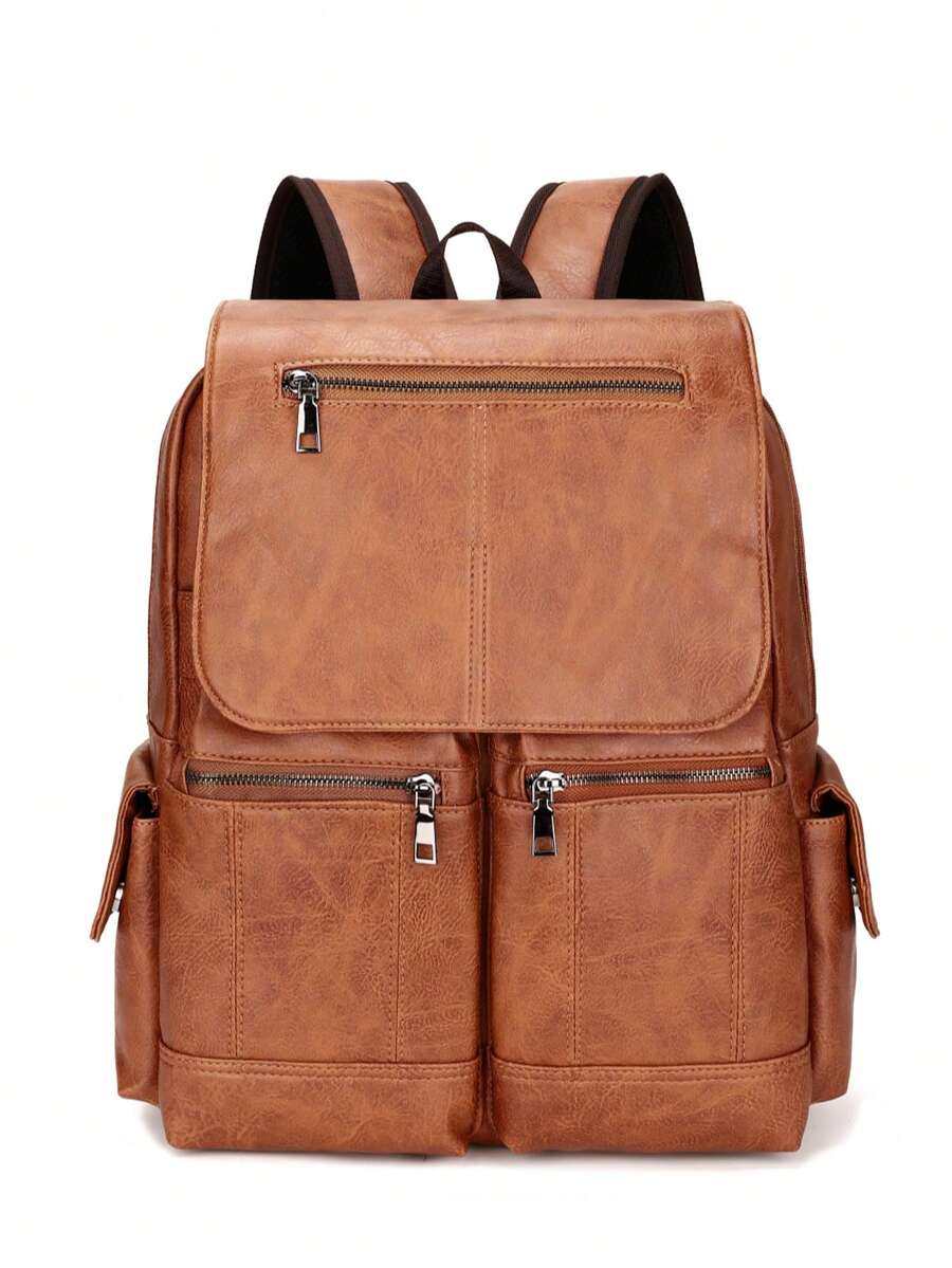 LECEY Ba lô da mềm kiểu cổ điển, túi đựng laptop unisex dành cho doanh nhân, dung tích lớn.