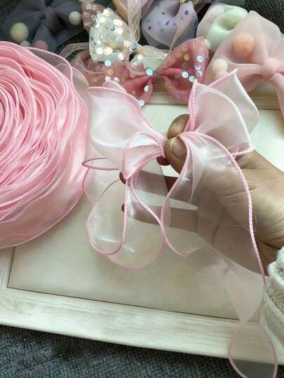 1 Roll 197 Inch Elegant Tulle Satin Ribbon - Smooth Texture, Mermaid & Wavy Edges, Lightweight & Durable, Suitable For Wedding Bouquets, Party Decorations, Gift Wrapping, Floral Arrangements - Solid Colors (White, Pink, Purple, Burgundy) - Perfect For DIY