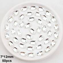 Transparent Clear Glass Crystal, Various Shapes, Shiny Handmade Crystal Rhinestone Decorative Beads, Flat Bottom Drilled Gemstones, DIY Accessories, Can Be Sewn Onto Clothes, Dresses, Bags, Shoes, Brooches, Earrings, Handicrafts - Multicolor - View 30