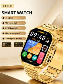 LIGE Smartwatch: 370mAh High-Capacity Battery, Large Square HD Display, Water-Resistant, Weather Forecast, Activity Tracking, Music Playback, And Call Notifications-A Stylish, Multi-Functional Smart Sports Watch - View 3