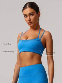 Women's Adjustable Strap Racerback Sports Bra - Royal Blue - View 10
