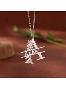 1 chiếc mặt dây chuyền chữ cái bằng thép không gỉ khắc theo yêu cầu, thích hợp cho kỳ nghỉ biển. - Nhiều màu - Xem 2