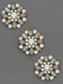 3颗花形水钻玻璃金属纽扣，彩色水晶装饰柄纽扣，适用于外套、开衫、毛衣、缝纫工艺品和DIY配件 - 多色 - 查看 39