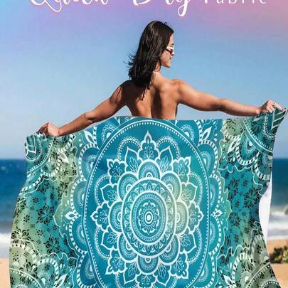Khăn tắm biển Mandala phong cách Boho-Chic - Nhanh khô, mềm mại và chống cát, chất liệu pha polyester, hoàn hảo cho hồ bơi, du lịch, yoga và tập bơi - Thời trang và tiện dụng