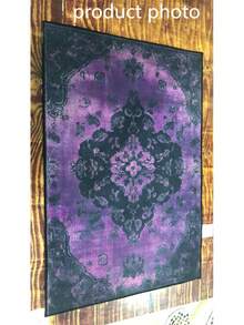 1 pièce Tapis de style persan violet et noir, tapis décoratif, décoration de chambre, petit tapis, tapis, décoration de maison, tapis de salon, tapis de chambre, décoration de maison de salon, tapis d'extérieur, tapis lavable - Multicolore - Voir 2