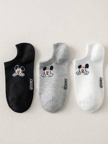 Disney 20/10/5 双装迪士尼米奇袜子，春夏四季皆宜，男女款/情侣款/男士短袜/踝袜，经典黑白灰卡通可爱米奇米妮图案，简约百搭柔软舒适校园风隐形袜，时尚透气吸湿，适合日常生活、生日派对、户外运动、校园活动、节日聚会等场合，多种组合可选 - 彩色 - 查看 4